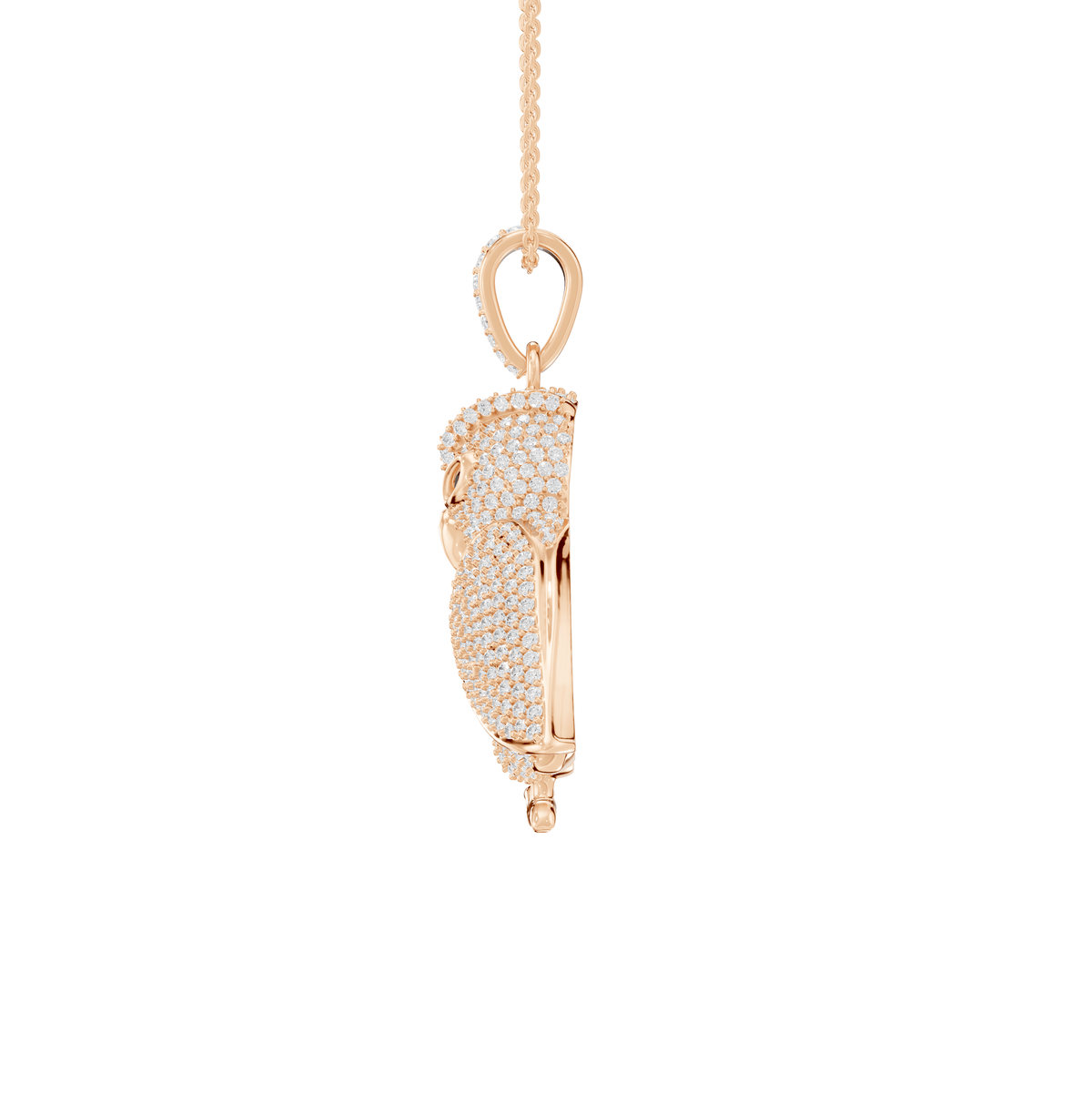 Lucy Round Lab Grown Diamond Owl Shape Halloween Pendant Necklace - Reverra Jewels Inc.