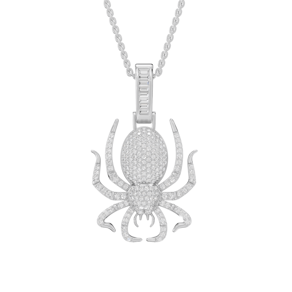 Delilah Round Lab Grown Diamond Spider Shaped Halloween Pendant Necklace - Reverra Jewels Inc.