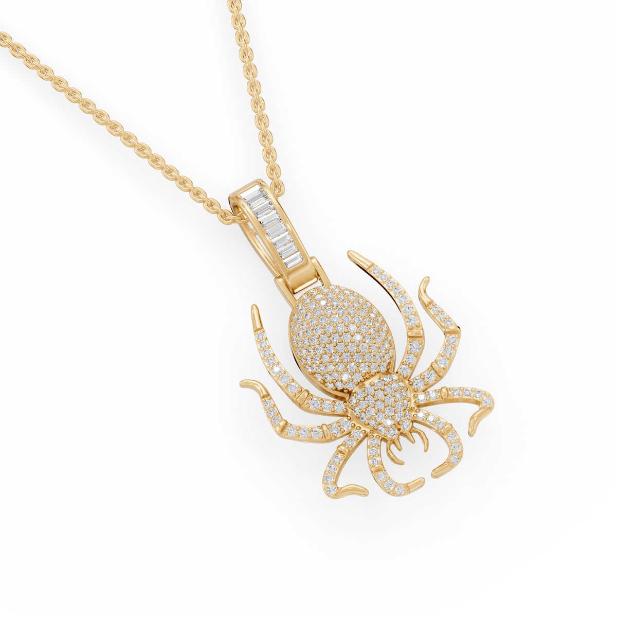 Delilah Round Lab Grown Diamond Spider Shaped Halloween Pendant Necklace - Reverra Jewels Inc.
