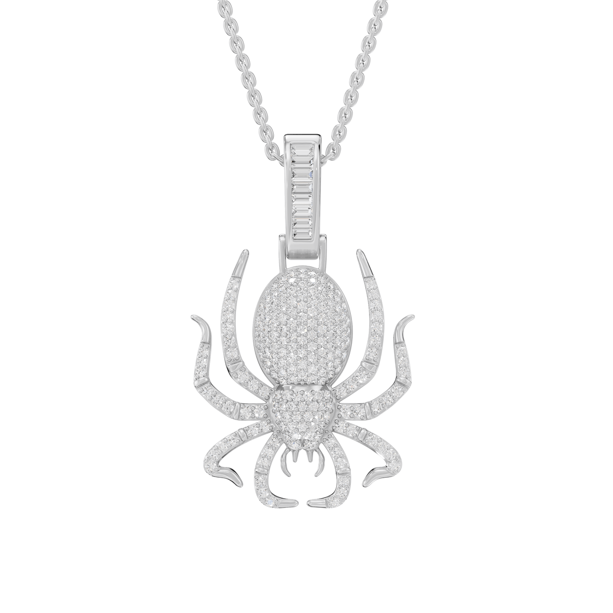 Delilah Round Lab Grown Diamond Spider Shaped Halloween Pendant Necklace - Reverra Jewels Inc.