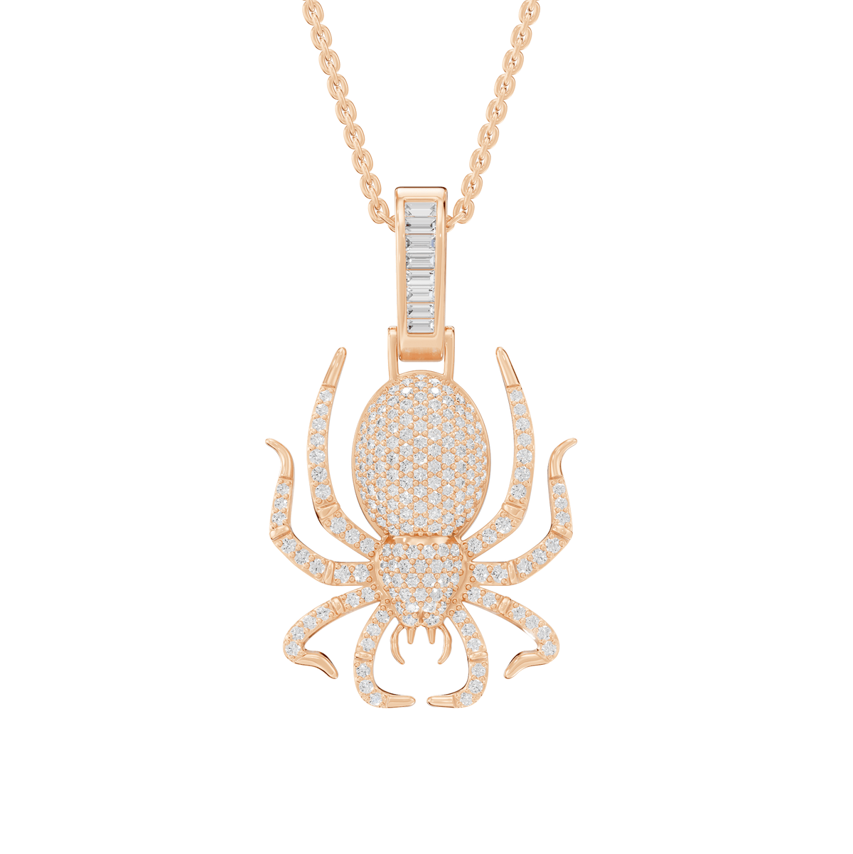 Delilah Round Lab Grown Diamond Spider Shaped Halloween Pendant Necklace - Reverra Jewels Inc.