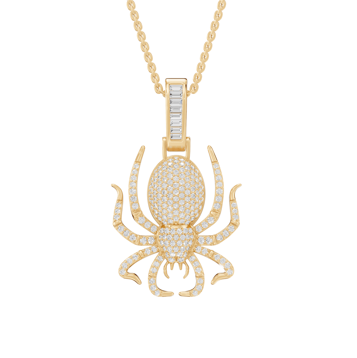 Delilah Round Lab Grown Diamond Spider Shaped Halloween Pendant Necklace - Reverra Jewels Inc.