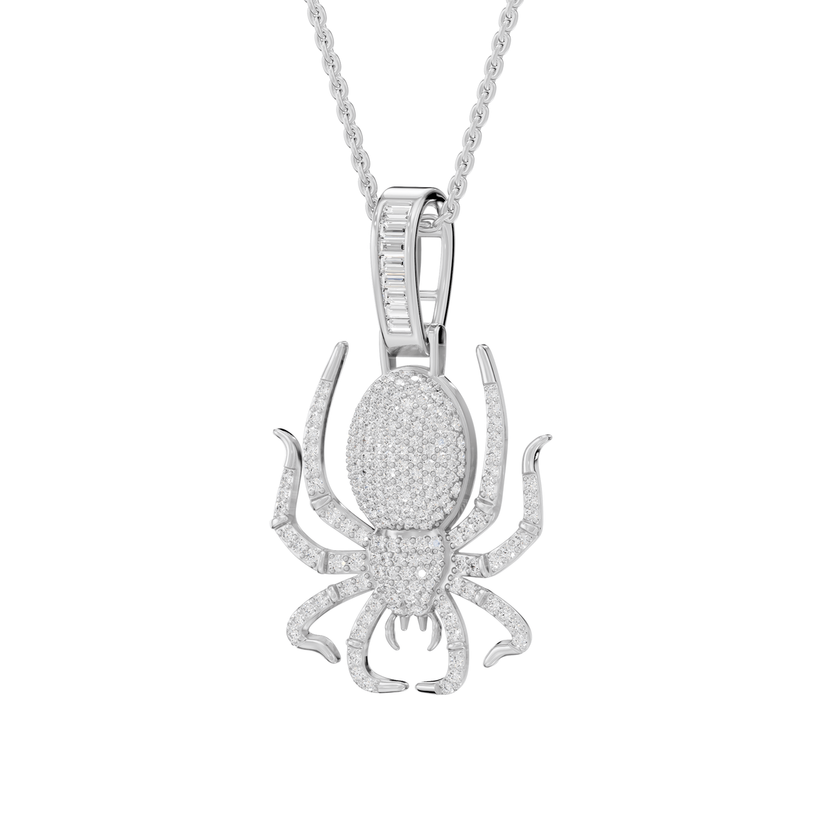 Delilah Round Lab Grown Diamond Spider Shaped Halloween Pendant Necklace - Reverra Jewels Inc.