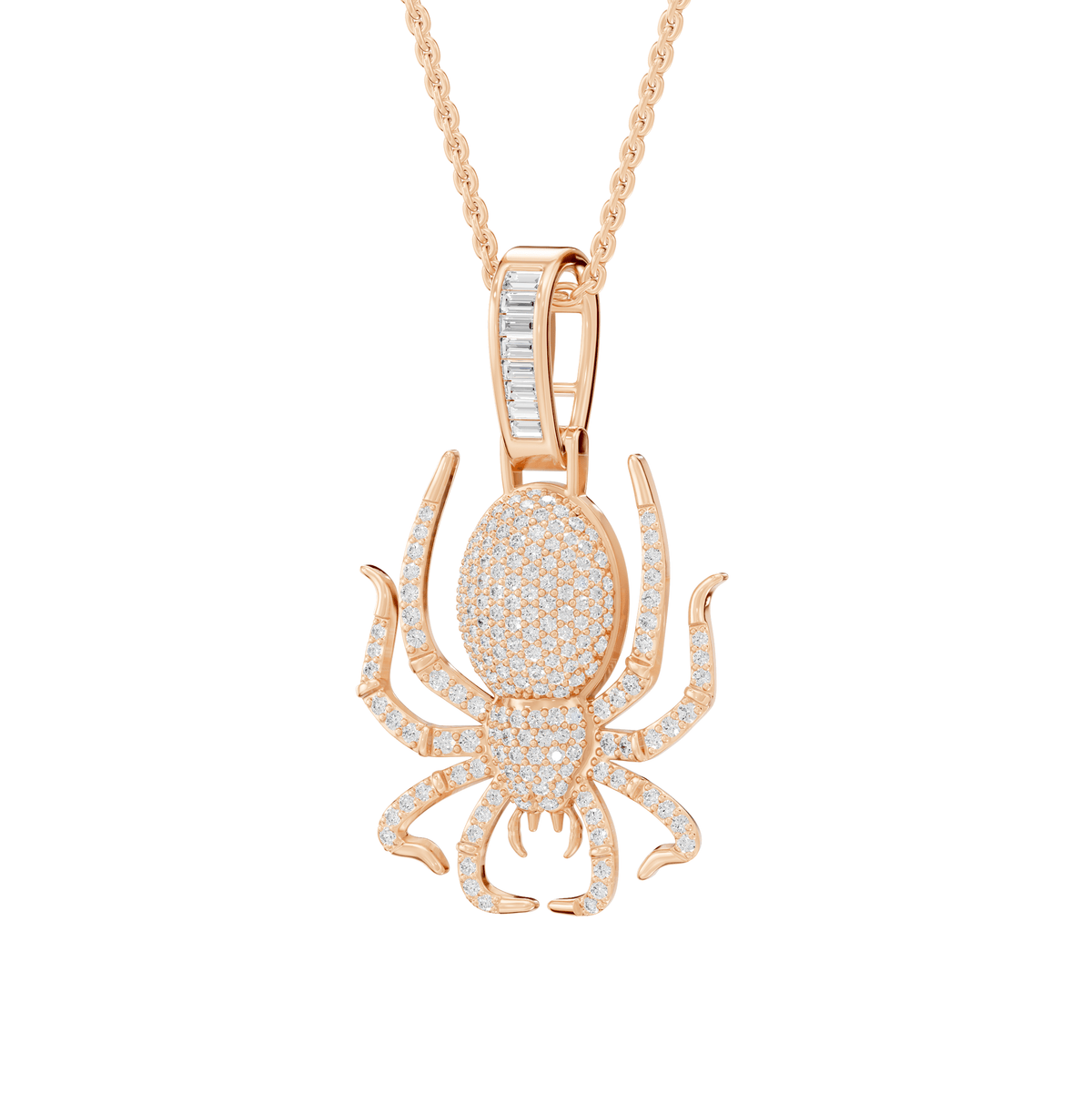 Delilah Round Lab Grown Diamond Spider Shaped Halloween Pendant Necklace - Reverra Jewels Inc.