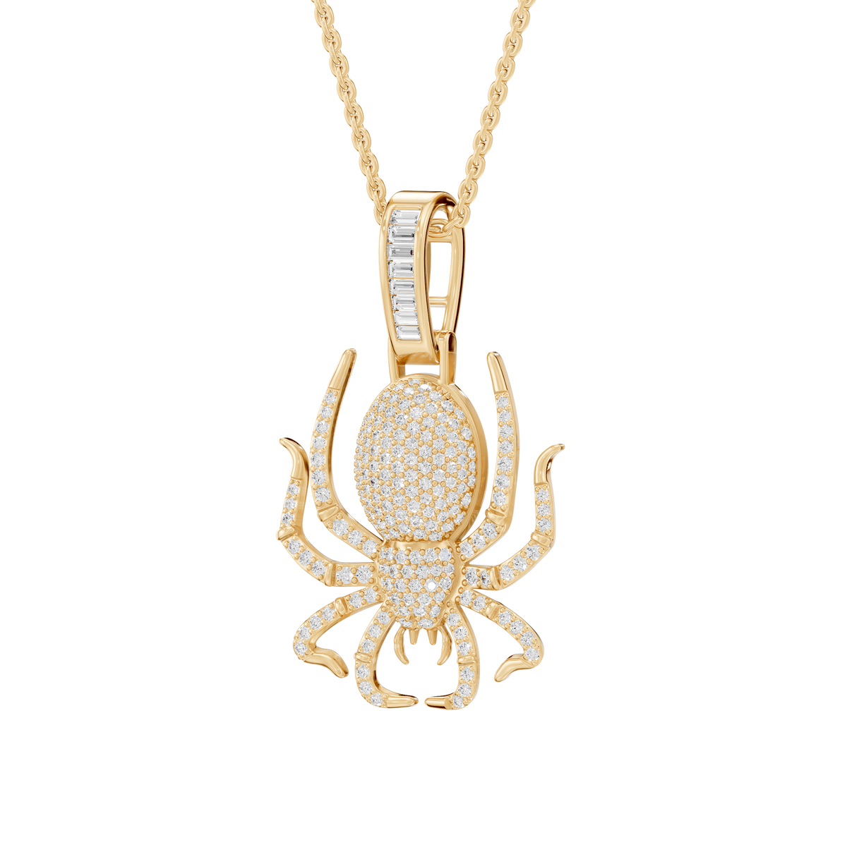 Delilah Round Lab Grown Diamond Spider Shaped Halloween Pendant Necklace - Reverra Jewels Inc.