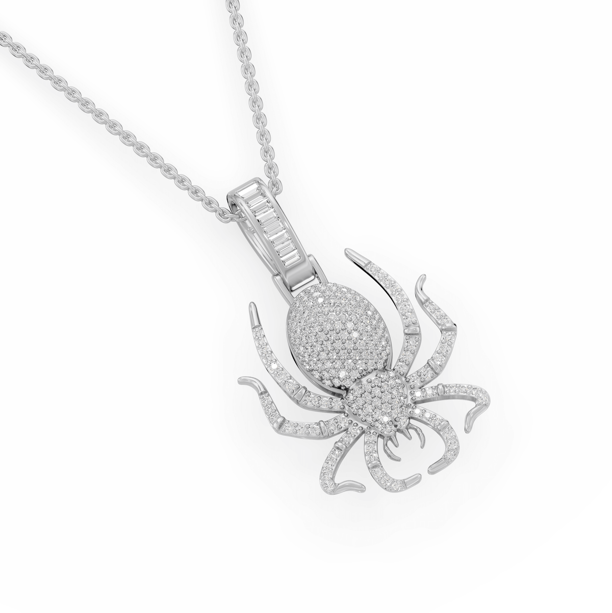 Delilah Round Lab Grown Diamond Spider Shaped Halloween Pendant Necklace - Reverra Jewels Inc.