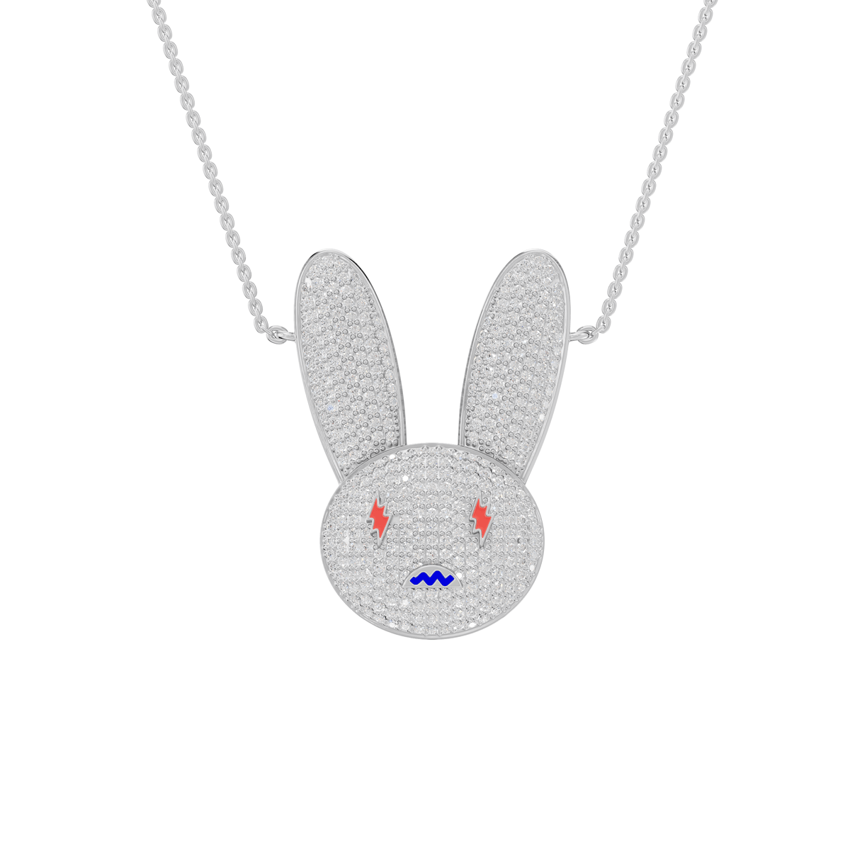 Zoe Round Lab Grown Diamond Bad Bunny Halloween Pendant Necklace - Reverra Jewels Inc.