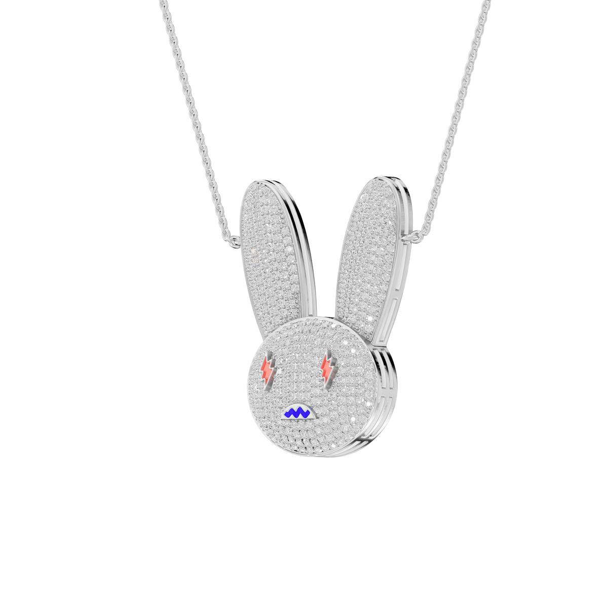 Zoe Round Lab Grown Diamond Bad Bunny Halloween Pendant Necklace - Reverra Jewels Inc.