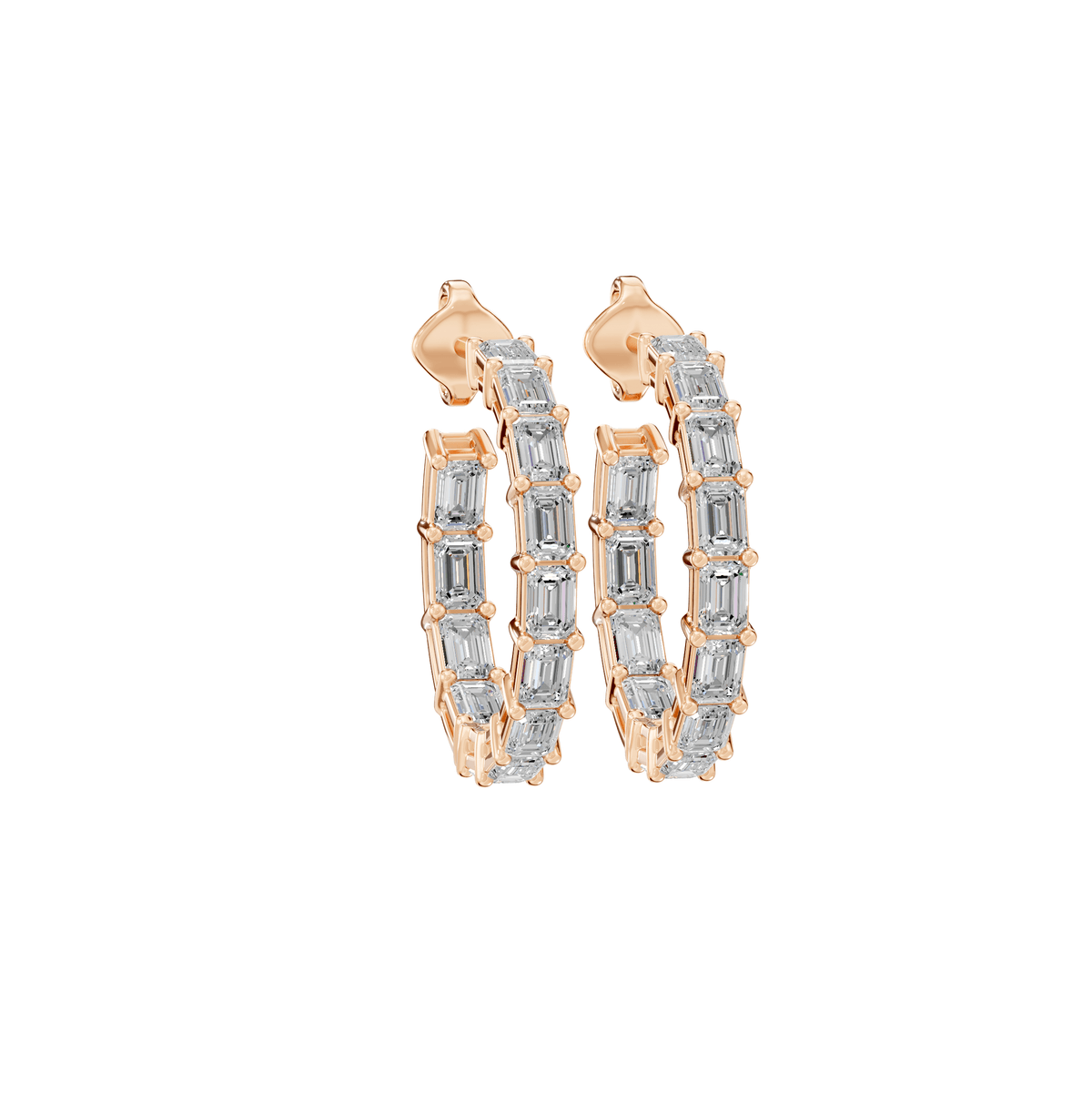 Josephine Asymmetric Emerald Cut Lab Grown Diamond Hoop Earrings - Reverra Jewels Inc.