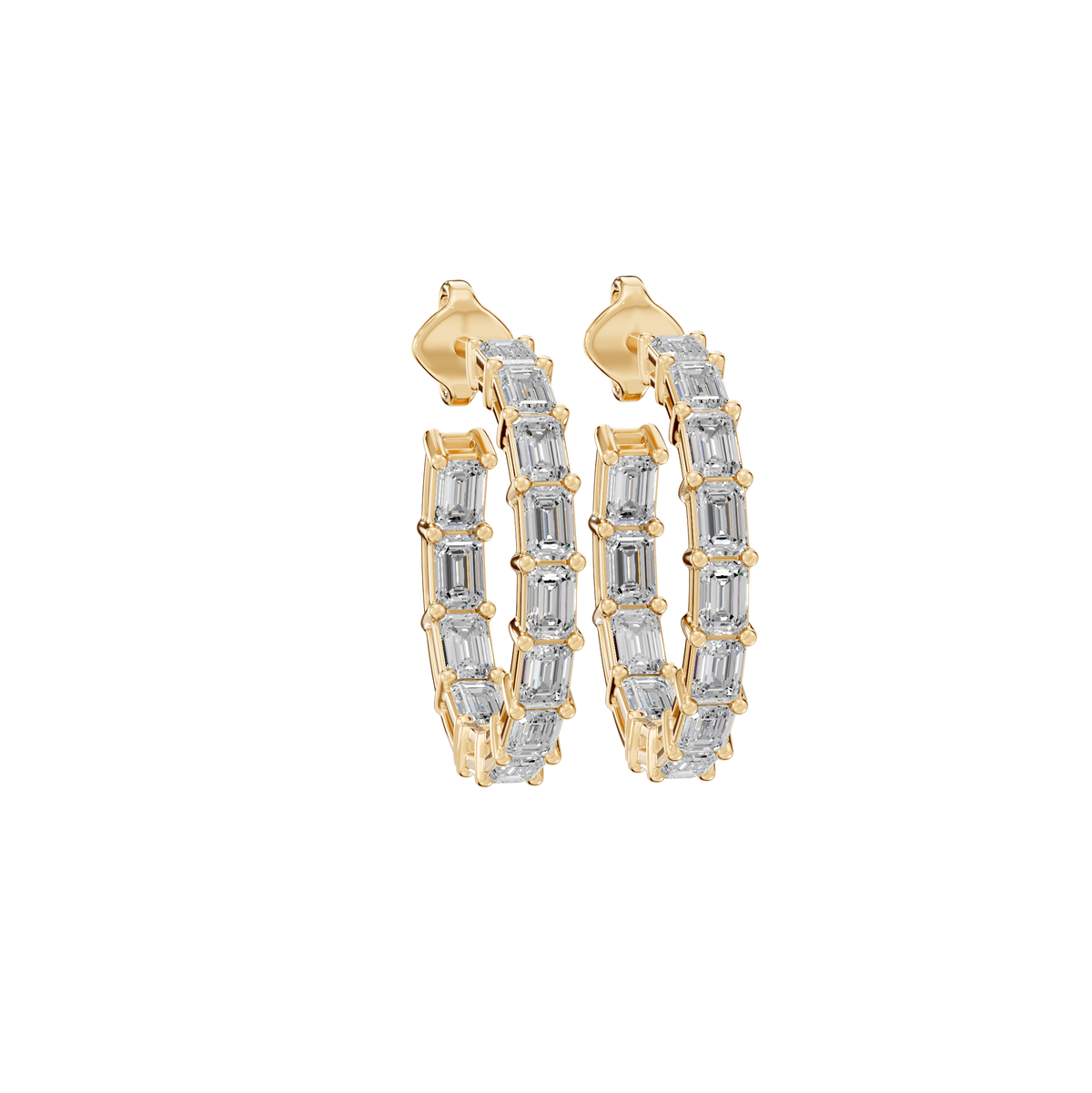 Josephine Asymmetric Emerald Cut Lab Grown Diamond Hoop Earrings - Reverra Jewels Inc.