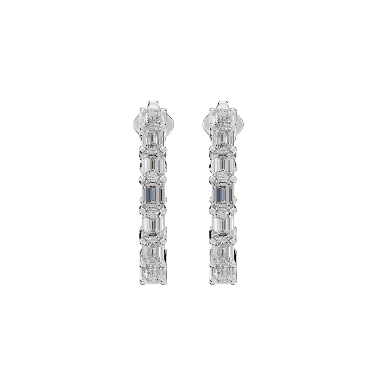 Josephine Asymmetric Emerald Cut Lab Grown Diamond Hoop Earrings - Reverra Jewels Inc.