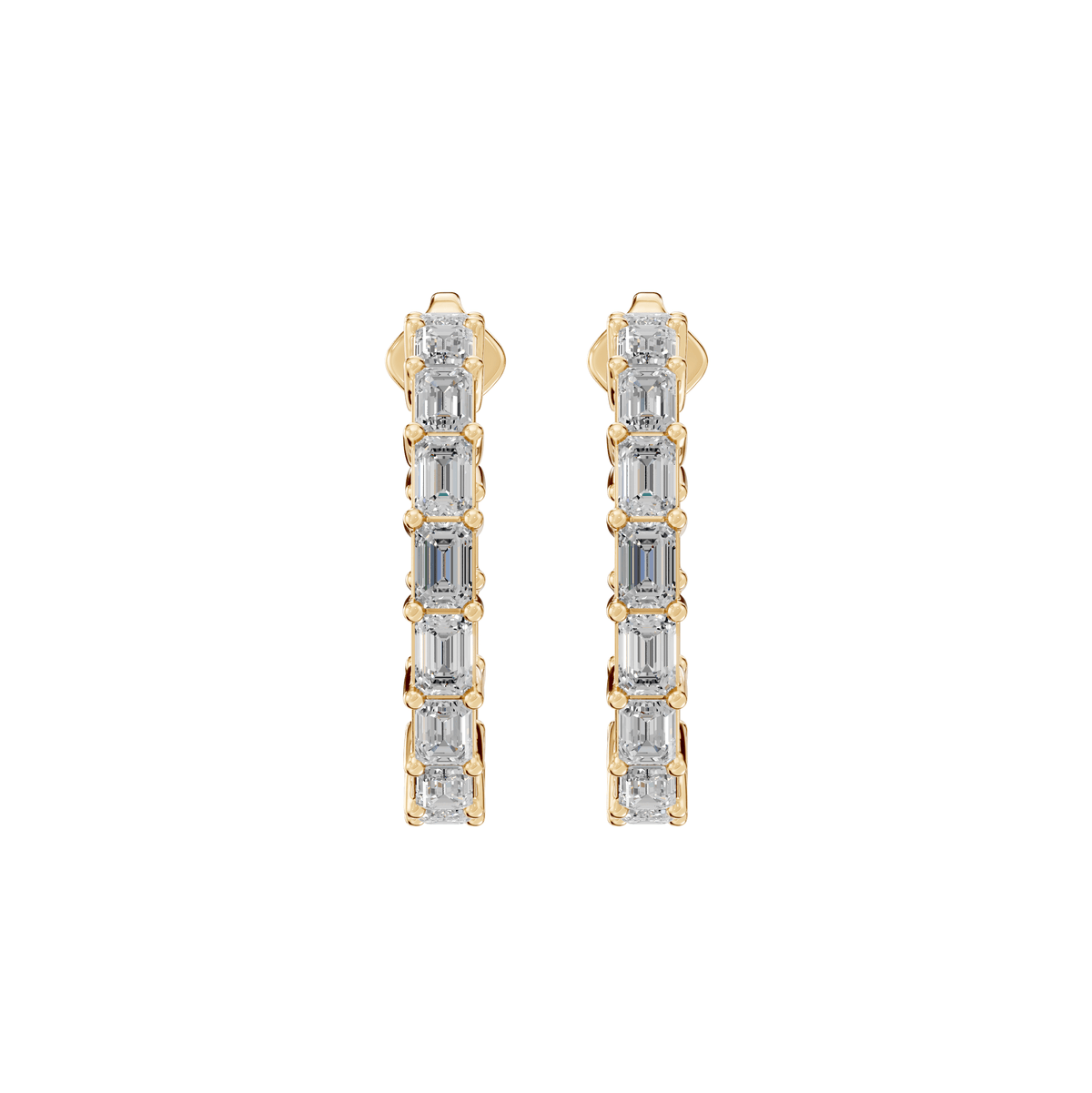 Josephine Asymmetric Emerald Cut Lab Grown Diamond Hoop Earrings - Reverra Jewels Inc.