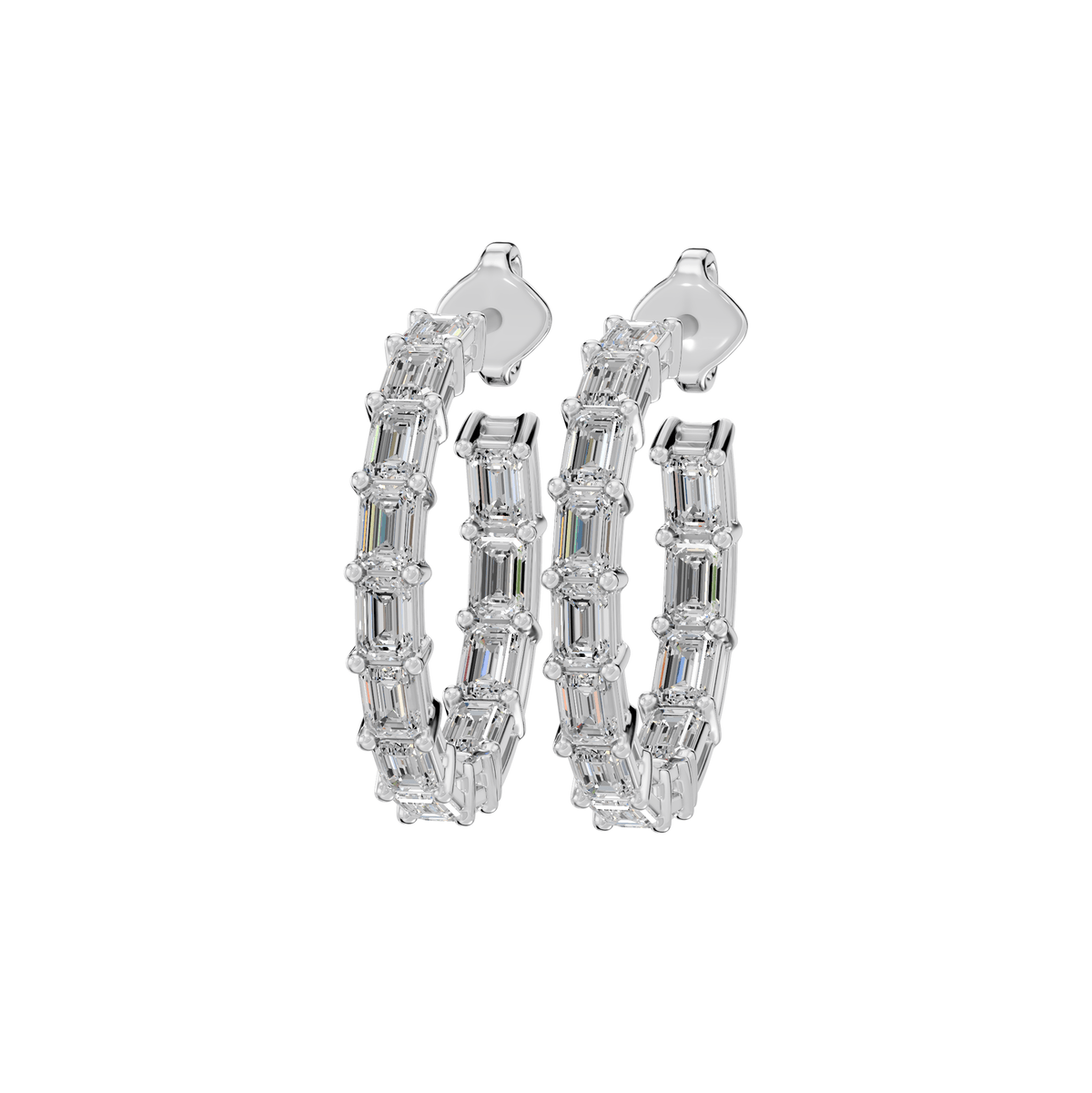 Josephine Asymmetric Emerald Cut Lab Grown Diamond Hoop Earrings - Reverra Jewels Inc.