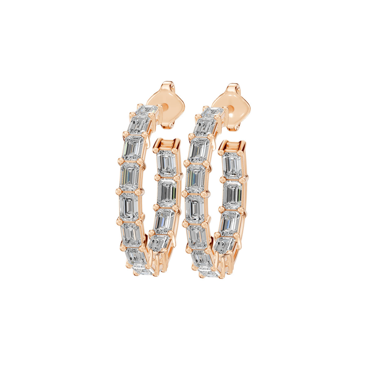 Josephine Asymmetric Emerald Cut Lab Grown Diamond Hoop Earrings - Reverra Jewels Inc.