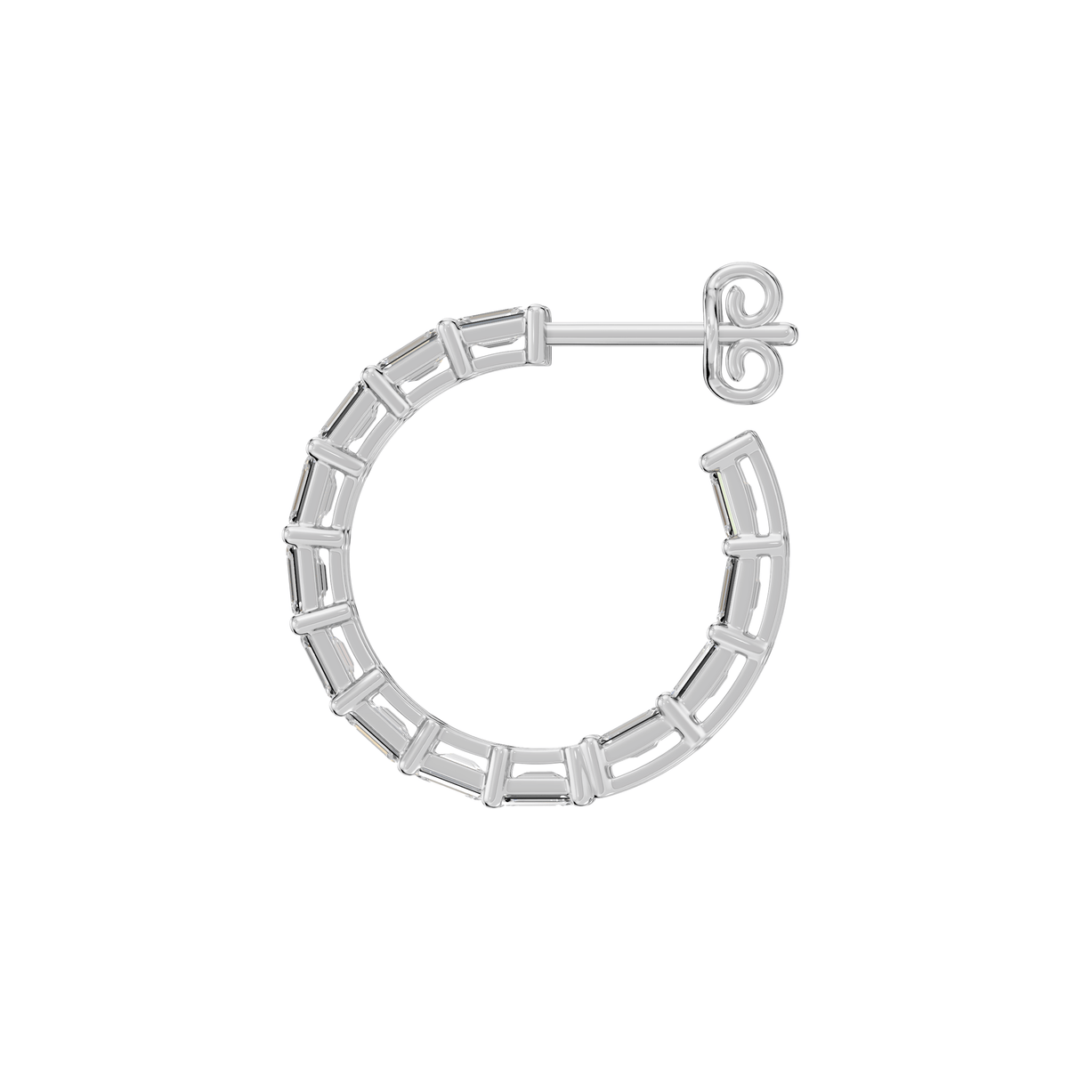 Josephine Asymmetric Emerald Cut Lab Grown Diamond Hoop Earrings - Reverra Jewels Inc.