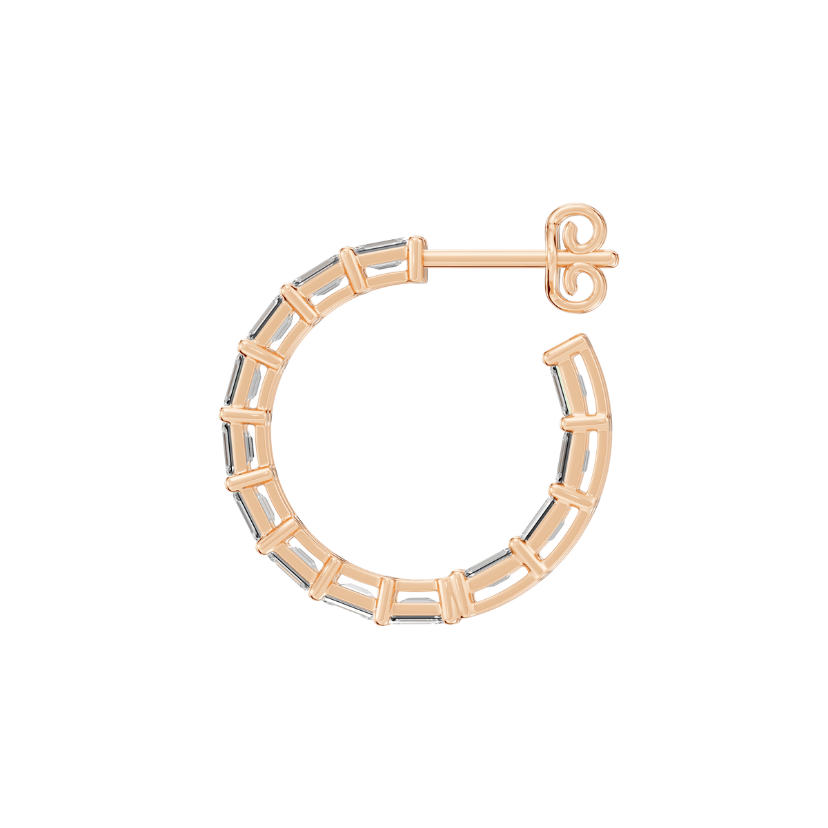 Josephine Asymmetric Emerald Cut Lab Grown Diamond Hoop Earrings - Reverra Jewels Inc.