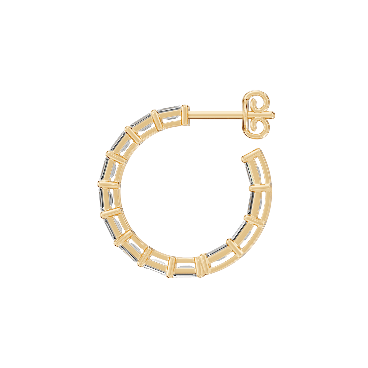 Josephine Asymmetric Emerald Cut Lab Grown Diamond Hoop Earrings - Reverra Jewels Inc.