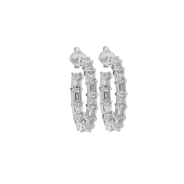 Josephine Asymmetric Emerald Cut Lab Grown Diamond Hoop Earrings - Reverra Jewels Inc.