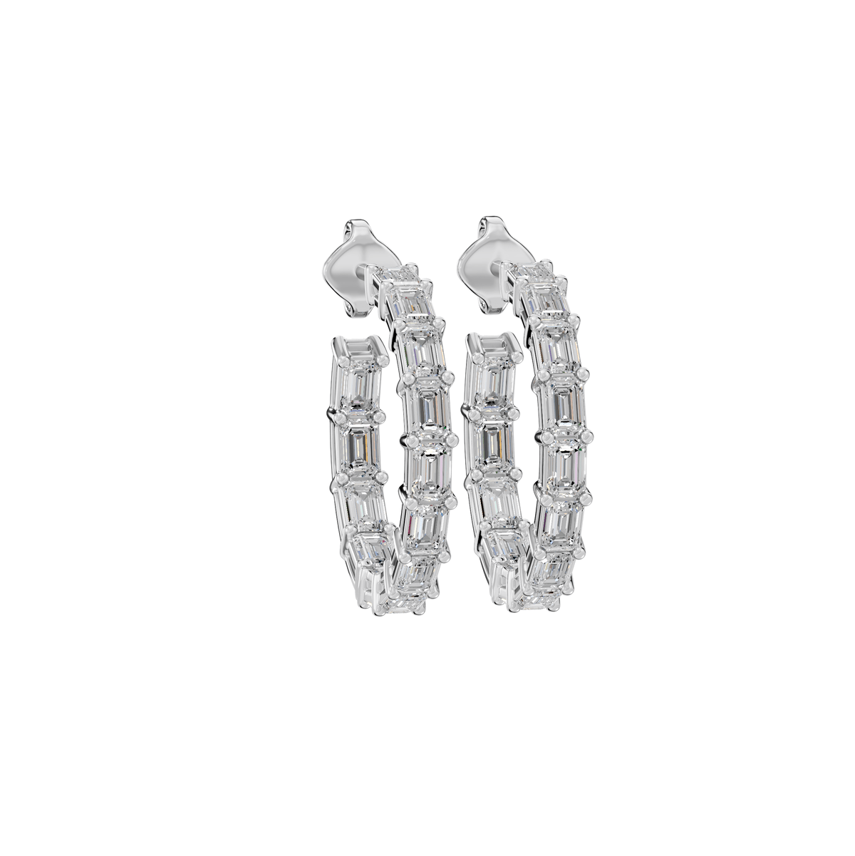 Josephine Asymmetric Emerald Cut Lab Grown Diamond Hoop Earrings - Reverra Jewels Inc.