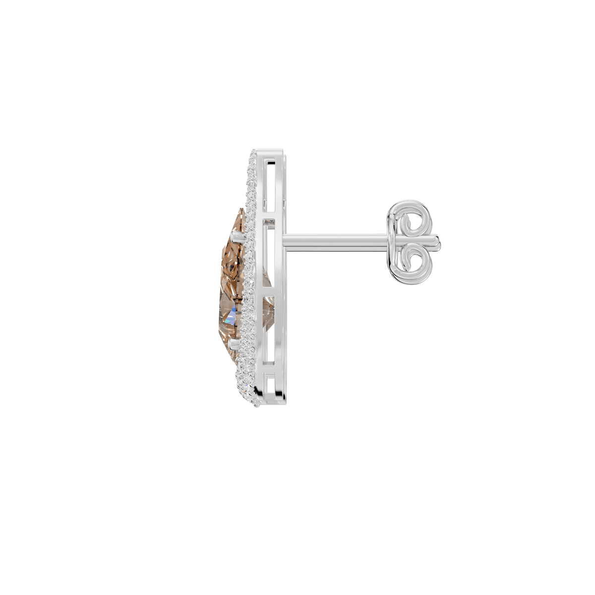 Emma Champagne Pear & Round Lab Grown Diamond Drop Earrings - Reverra Jewels Inc.