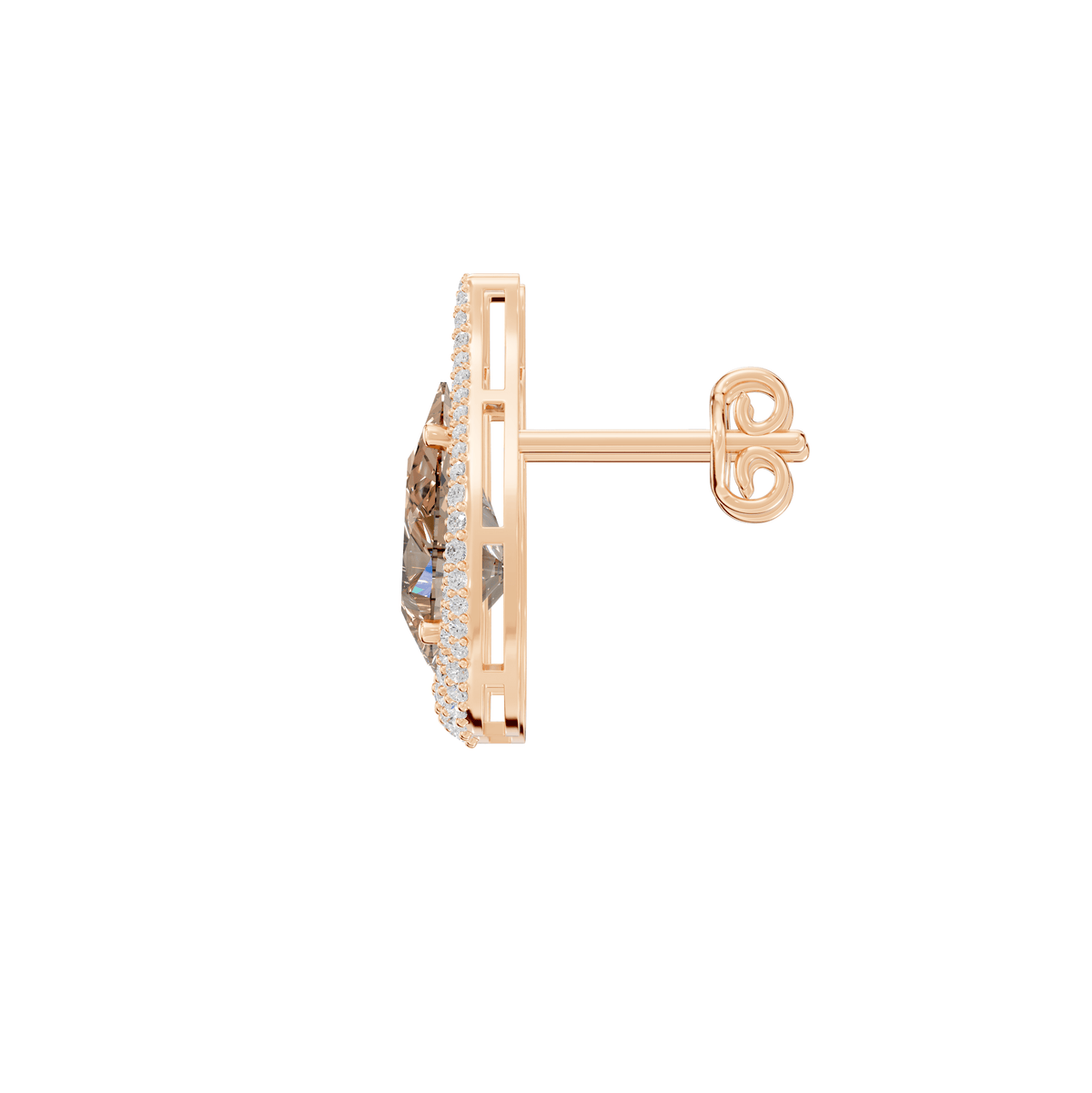 Emma Champagne Pear & Round Lab Grown Diamond Drop Earrings - Reverra Jewels Inc.