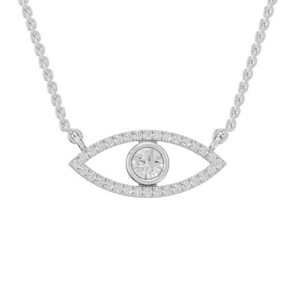 Alexandra Round Lab Grown Diamond & Precious Stone Evil Eye Halloween Pendant Necklace - Reverra Jewels Inc.