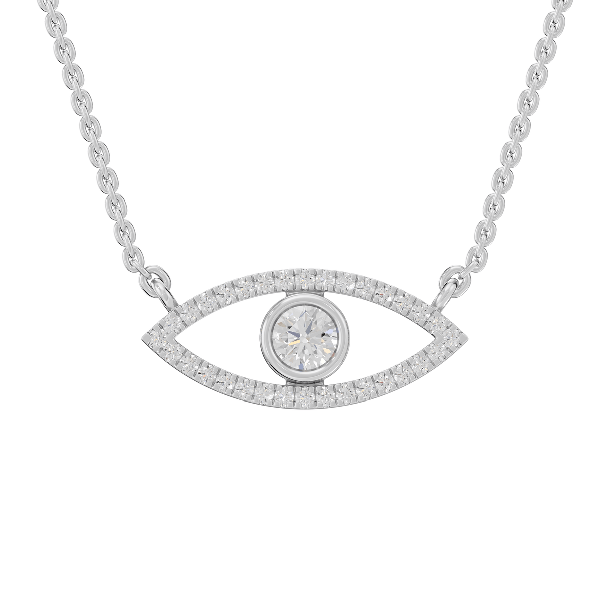 Alexandra Round Lab Grown Diamond & Precious Stone Evil Eye Halloween Pendant Necklace - Reverra Jewels Inc.