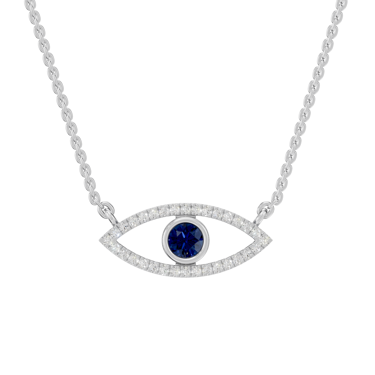 Alexandra Round Lab Grown Diamond & Precious Stone Evil Eye Halloween Pendant Necklace