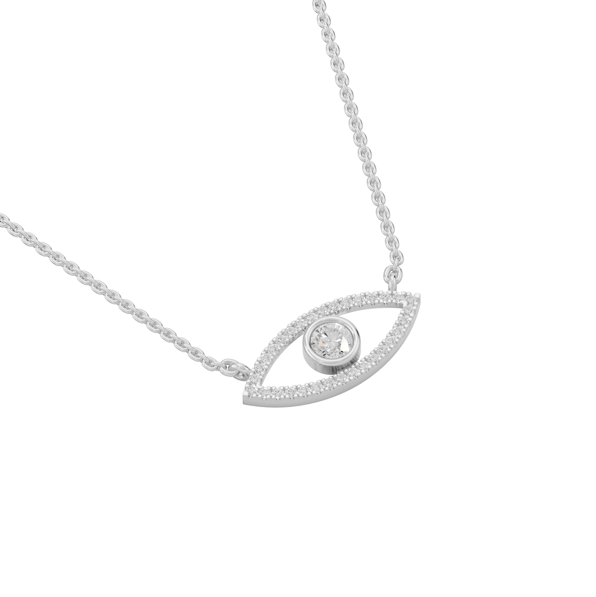 Alexandra Round Lab Grown Diamond & Precious Stone Evil Eye Halloween Pendant Necklace - Reverra Jewels Inc.