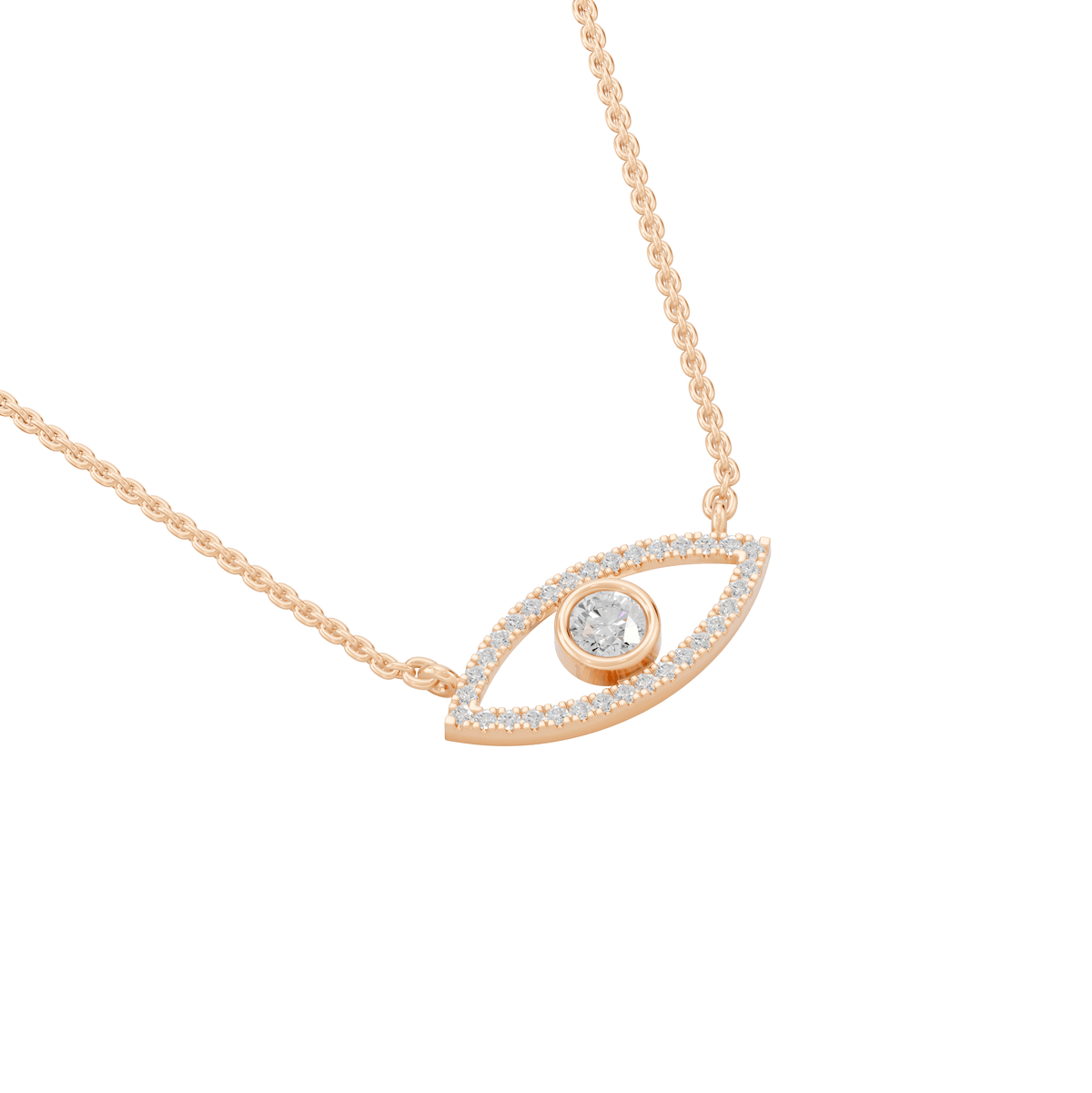 Alexandra Round Lab Grown Diamond & Precious Stone Evil Eye Halloween Pendant Necklace - Reverra Jewels Inc.