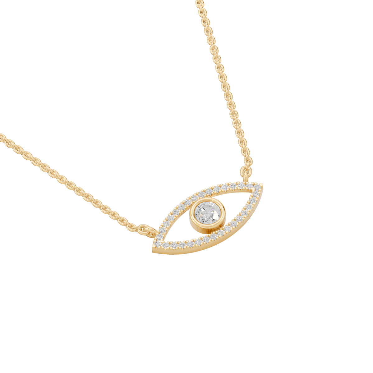 Alexandra Round Lab Grown Diamond & Precious Stone Evil Eye Halloween Pendant Necklace - Reverra Jewels Inc.