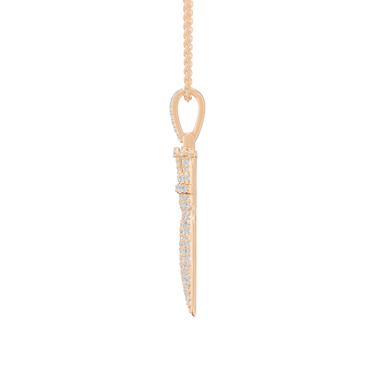 Veronica Round Lab-Grown Diamond Iced Crown Knife Halloween Pendant Necklace