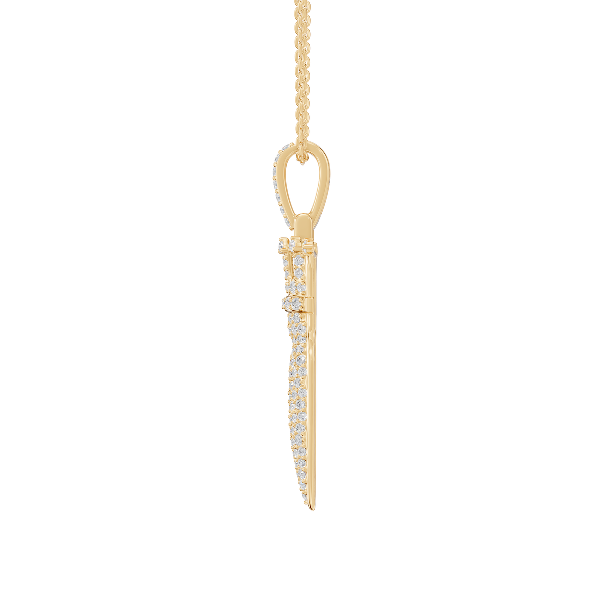 Veronica Round Lab-Grown Diamond Iced Crown Knife Halloween Pendant Necklace