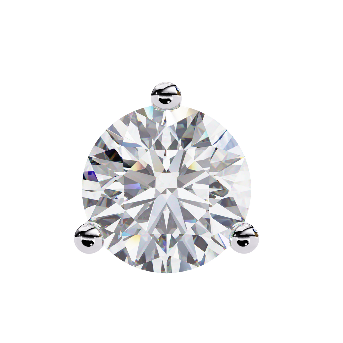 Reverra 14K Gold Round Lab Grown Diamond 3 Prong Stud Earrings For Women, CTTW-2.57