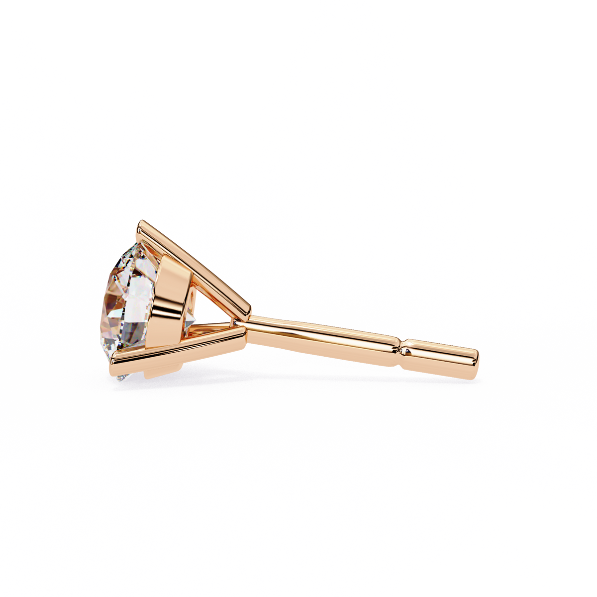 Reverra 14K Gold Round Lab Grown Diamond 3 Prong Stud Earrings For Women, CTTW-2.57