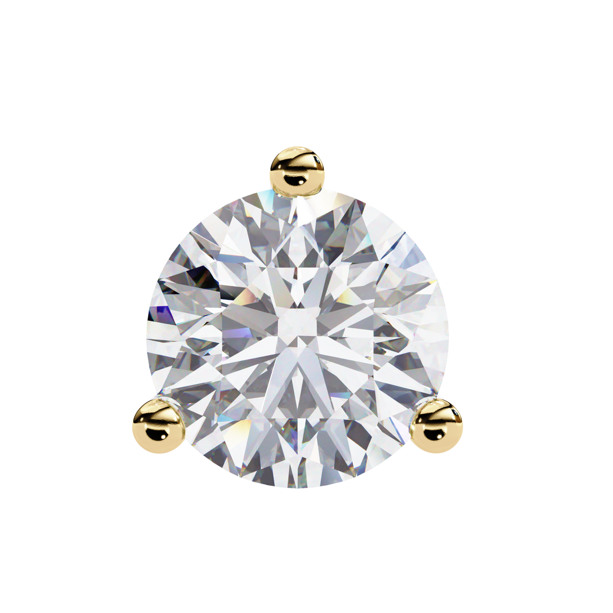 Reverra 14K Gold Round Lab Grown Diamond 3 Prong Stud Earrings For Women, CTTW-2.57