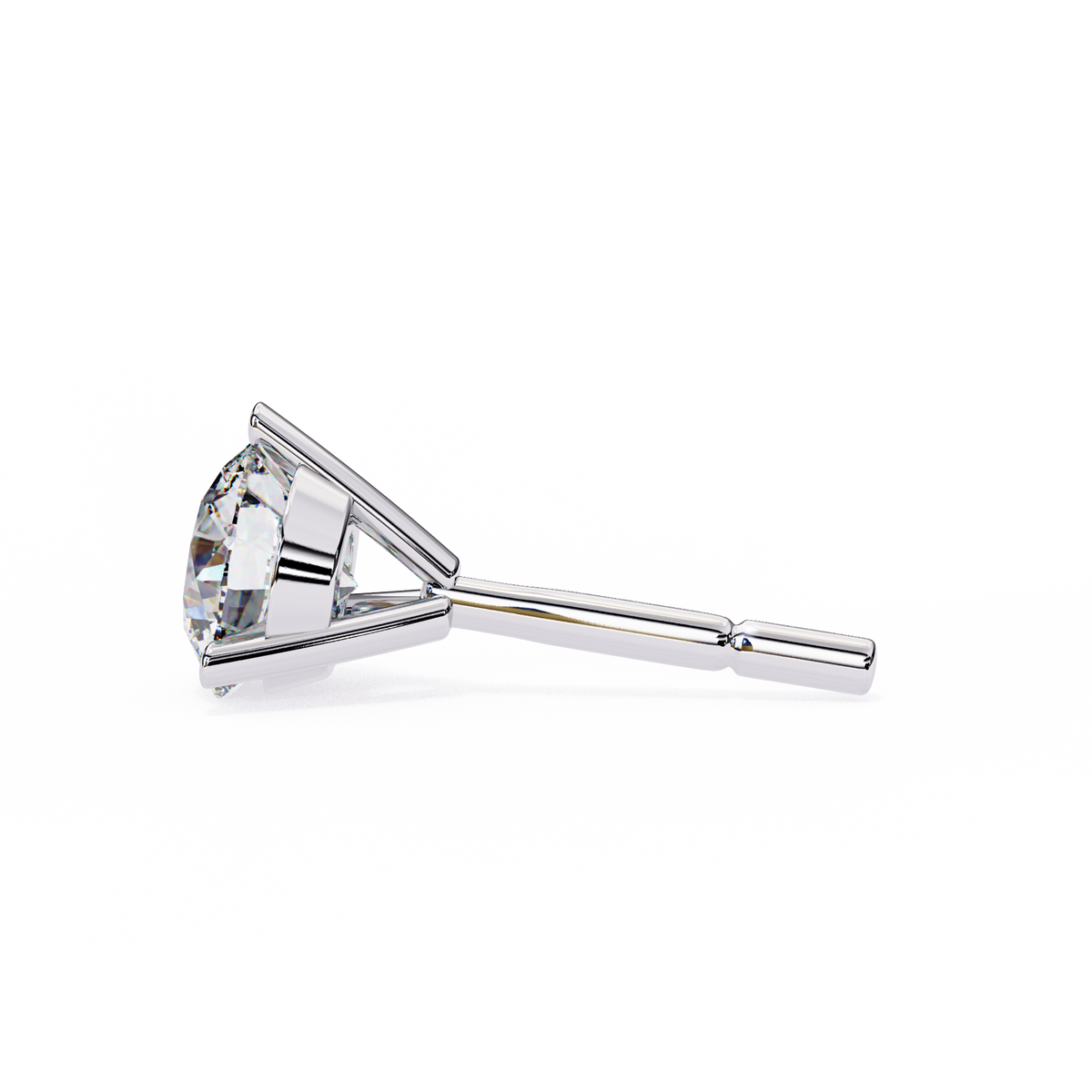 Reverra 14K Gold Round Lab Grown Diamond 3 Prong Stud Earrings For Women, CTTW-2.57