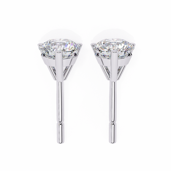 Reverra 14K Gold Round Lab Grown Diamond 3 Prong Stud Earrings For Women, CTTW-2.57
