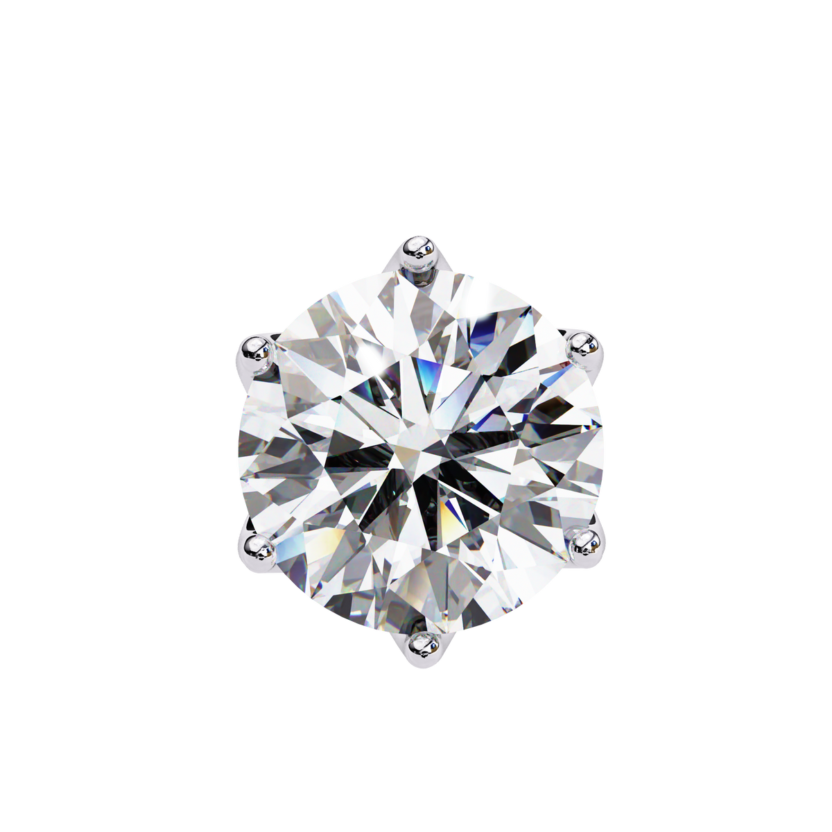 Reverra 14K Gold Round Lab Grown Diamond 6 Prong Stud Earrings For Women, CTTW-2.62