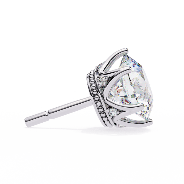 Reverra 14K Gold Round Lab Grown Diamond 6 Prong Stud Earrings For Women, CTTW-2.62