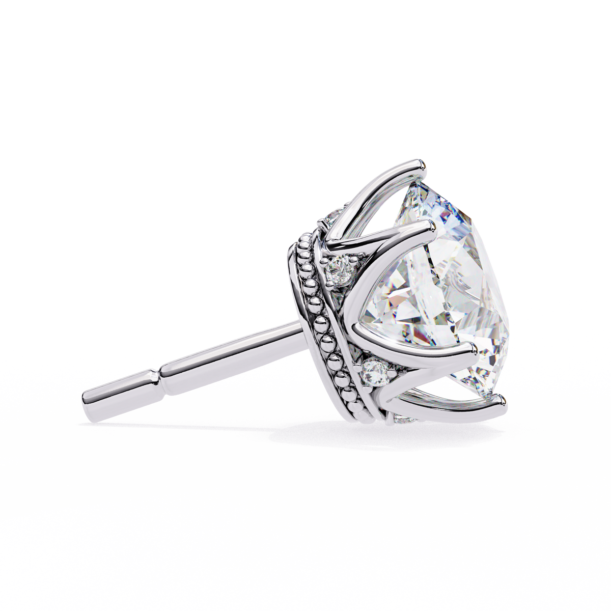 Reverra 14K Gold Round Lab Grown Diamond 6 Prong Stud Earrings For Women, CTTW-2.62