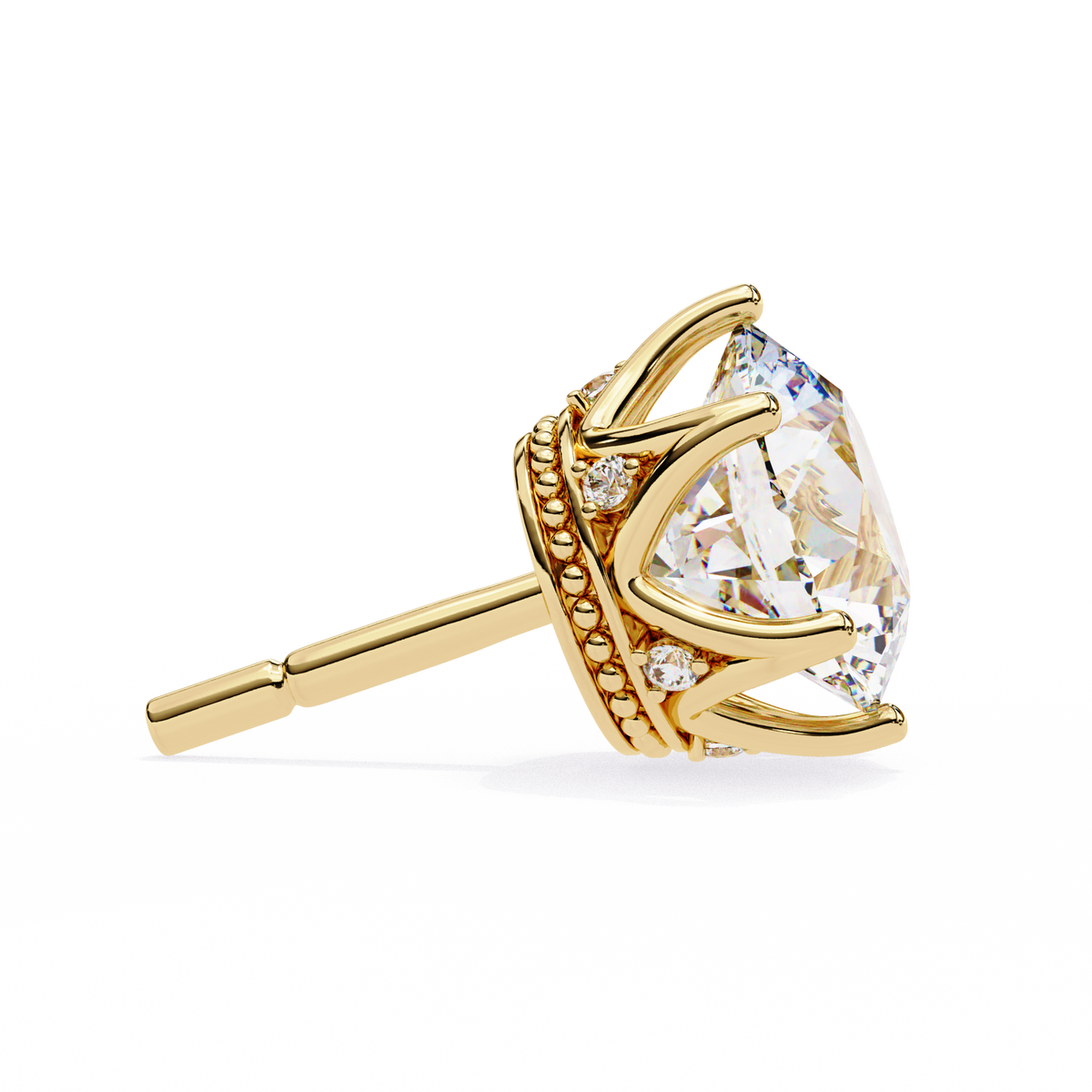 Reverra 14K Gold Round Lab Grown Diamond 6 Prong Stud Earrings For Women, CTTW-2.62