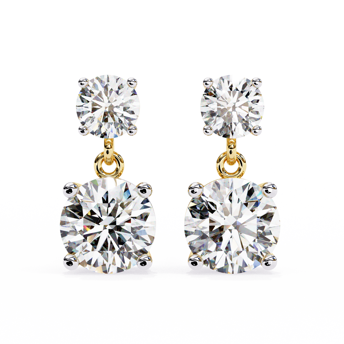 Reverra 14K Round 4 Prong Diamond Drop Earrings, CTTW-3.73
