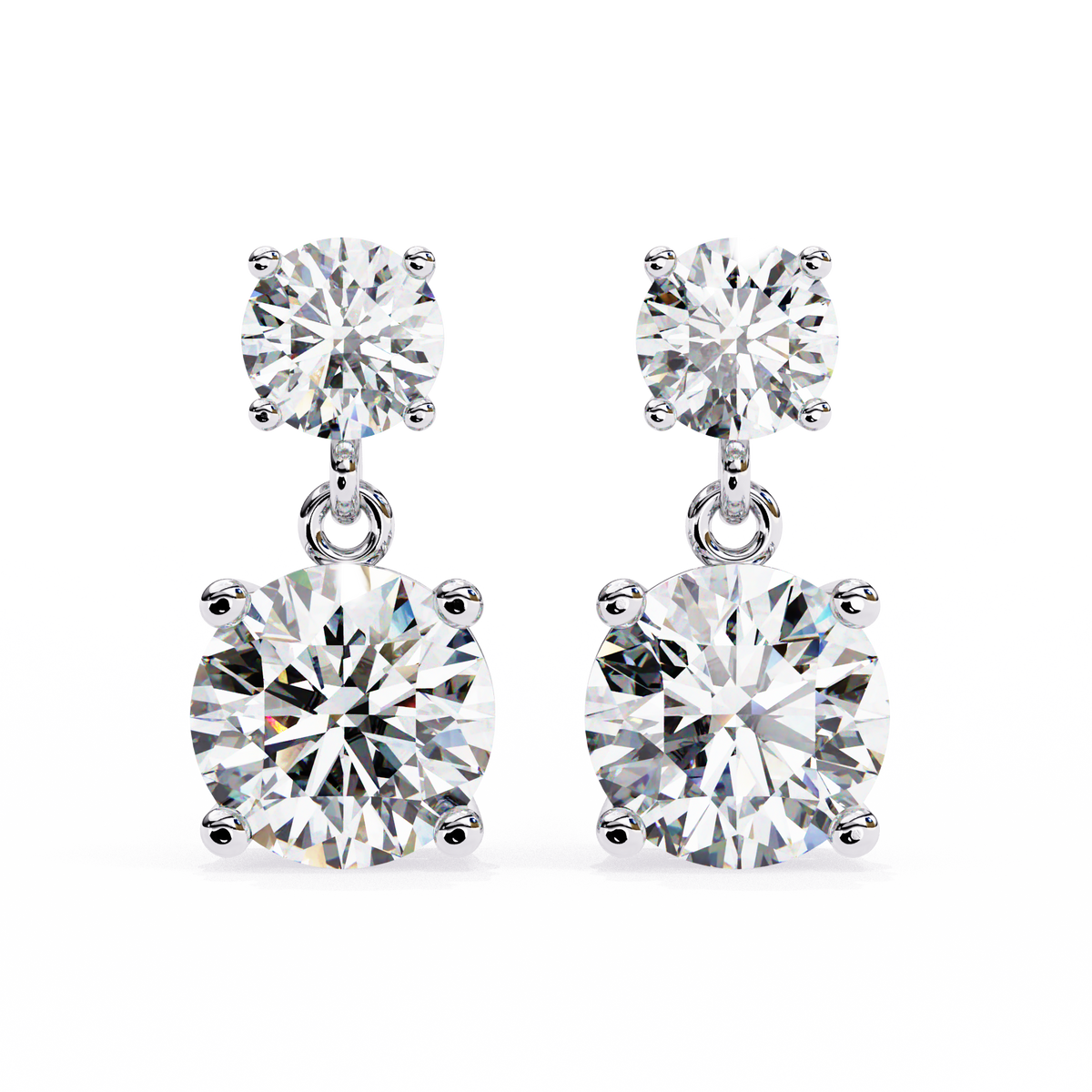 Reverra 14K Round 4 Prong Diamond Drop Earrings, CTTW-3.73