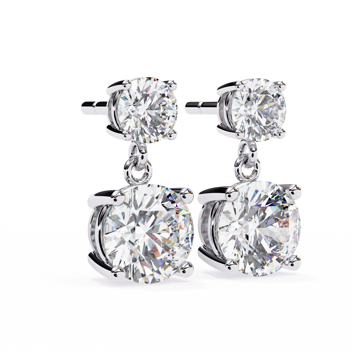 Reverra 14K Round 4 Prong Diamond Drop Earrings, CTTW-3.73