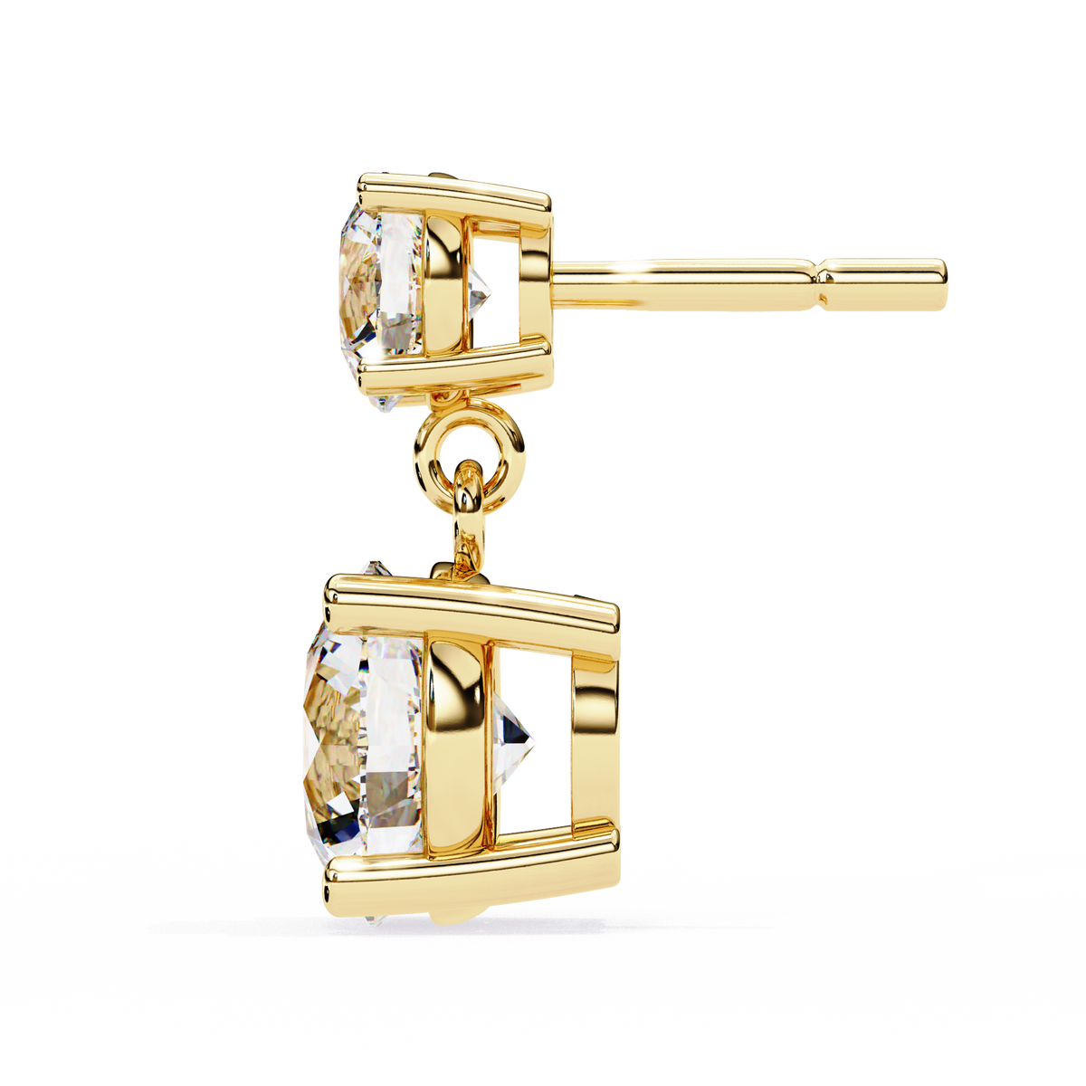 Reverra 14K Round 4 Prong Diamond Drop Earrings, CTTW-3.73