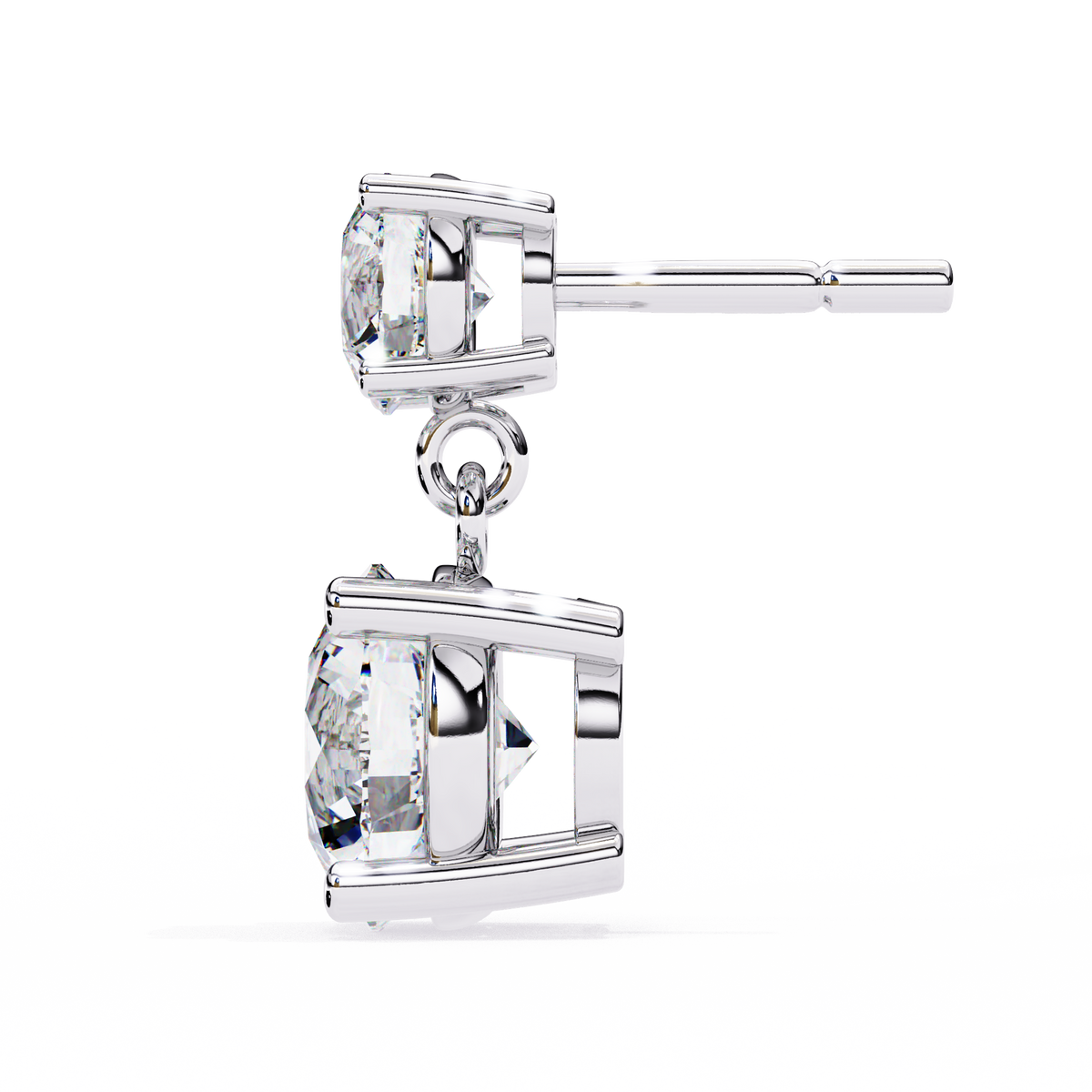 Reverra 14K Round 4 Prong Diamond Drop Earrings, CTTW-3.73