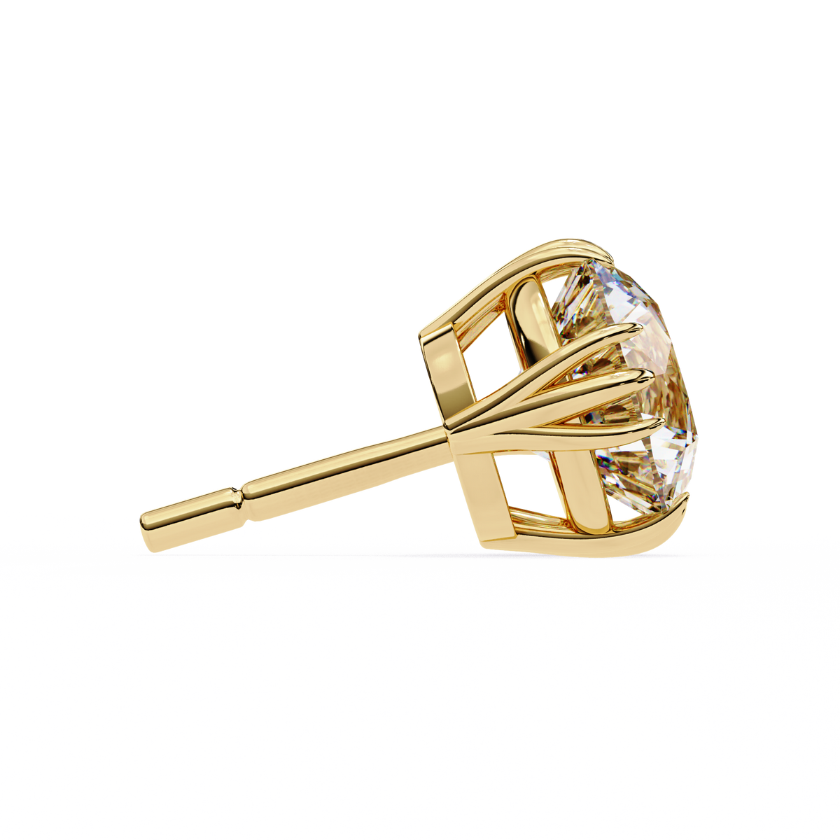 Reverra 14K Gold Round Lab Grown Diamond 12 Prong Stud Earrings For Women, CTTW-2.8