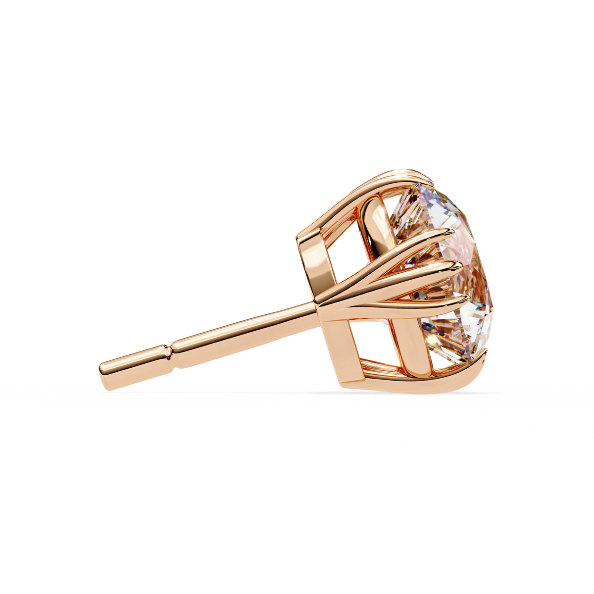 Reverra 14K Gold Round Lab Grown Diamond 12 Prong Stud Earrings For Women, CTTW-2.8