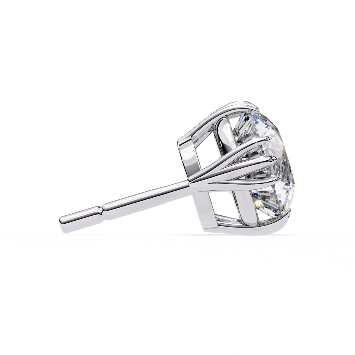 Reverra 14K Gold Round Lab Grown Diamond 12 Prong Stud Earrings For Women, CTTW-2.8